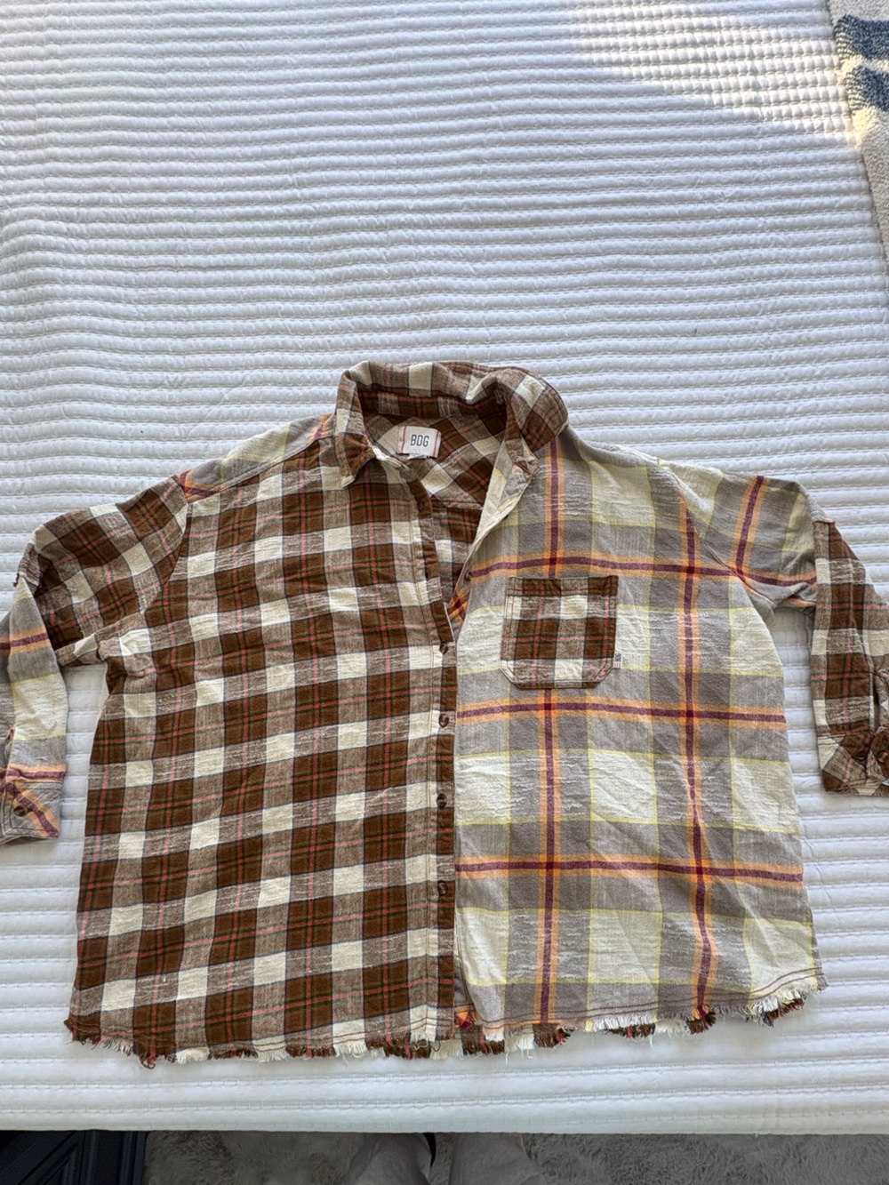 BDG Plaid Button-Down Shirt in Brown, Cream & Yellow